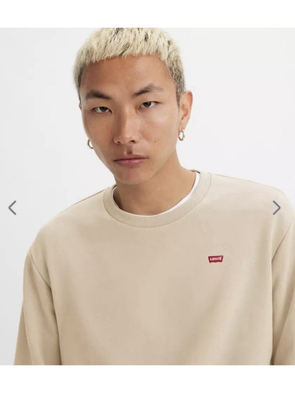 Levi's Crewneck Sweatshirt Men's Tan Beige Fleece Lined Standard Fit Size S - Picture 3 of 11
